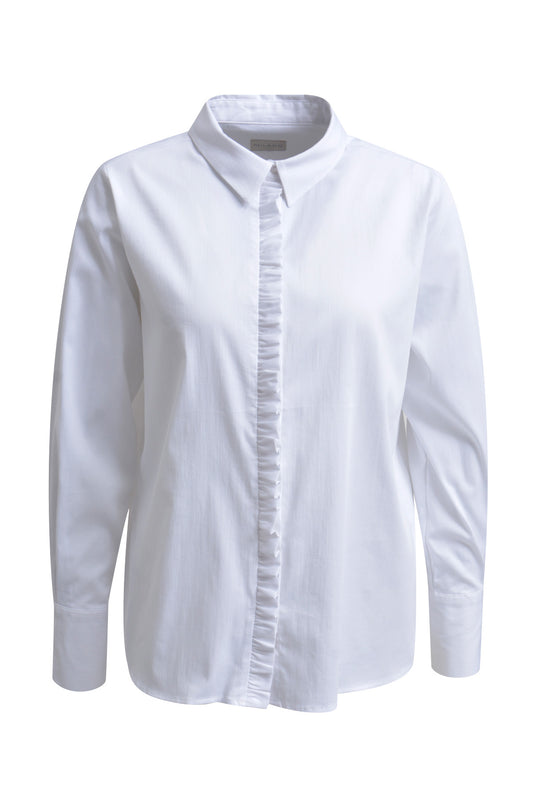 Blouse w collar + placket w ruffles and 1/1 sleeves