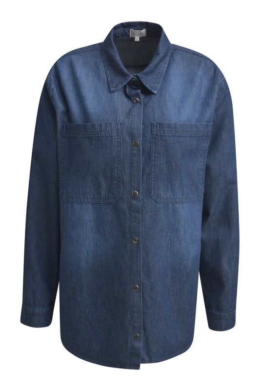 Blouse w collar + placket a cf, chest pockets, 1/1 sleeves