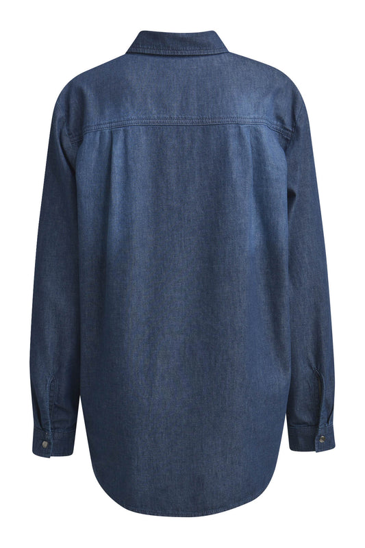 Blouse w collar + placket a cf, chest pockets, 1/1 sleeves