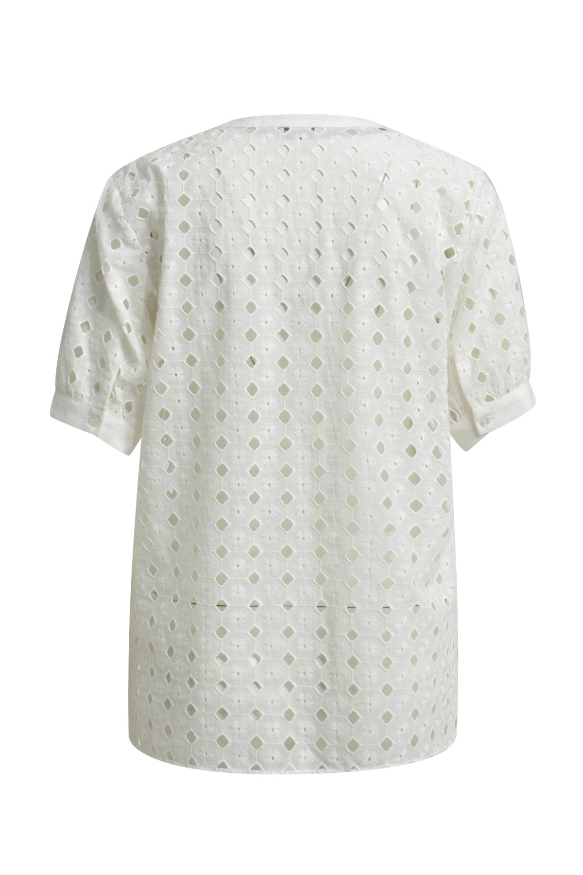 Blouse with v-neck and puffsleeves