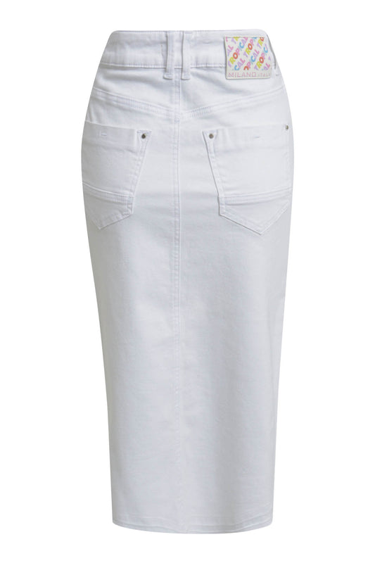 slim Midiskirt, 5-pocket style, slit at cf