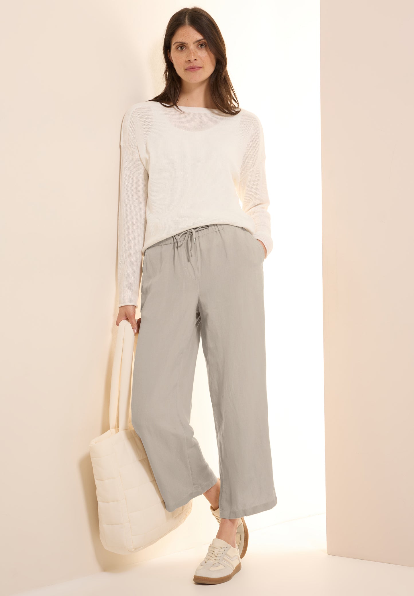 Wide Leg Hose aus Leinenmix