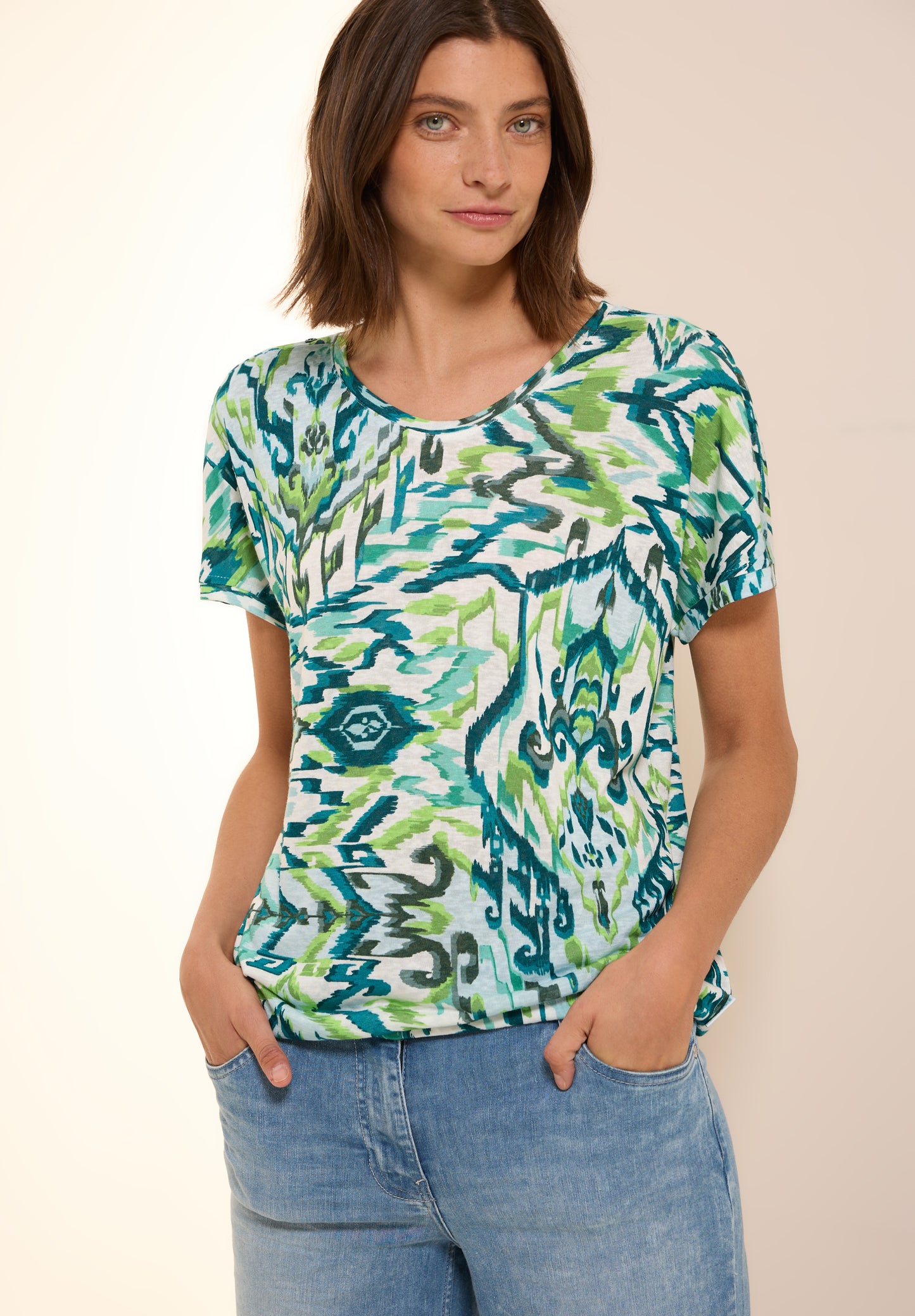 Bedrucktes Leinen-Look Shirt