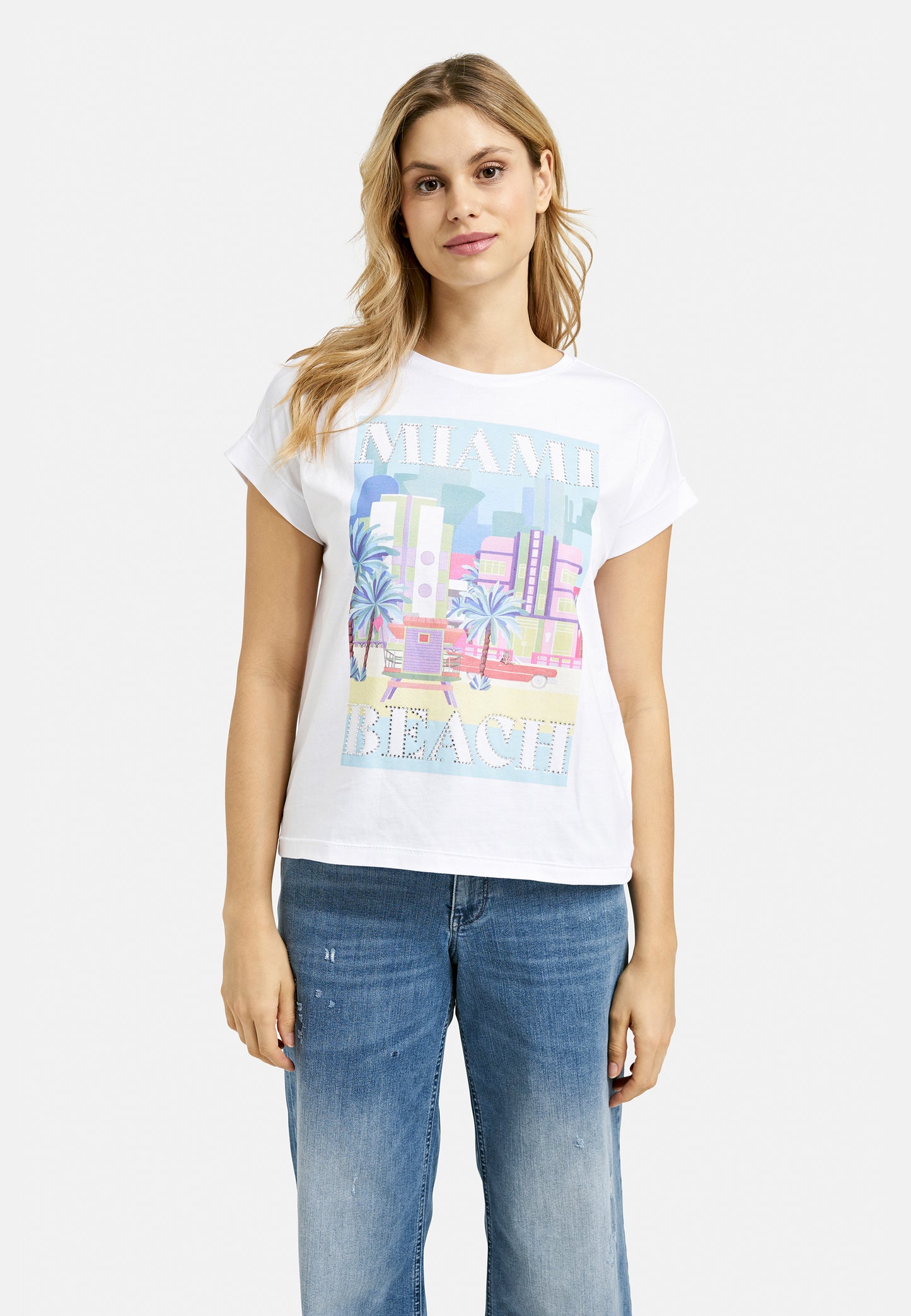 Shirt w roundneck + oversized shoulder