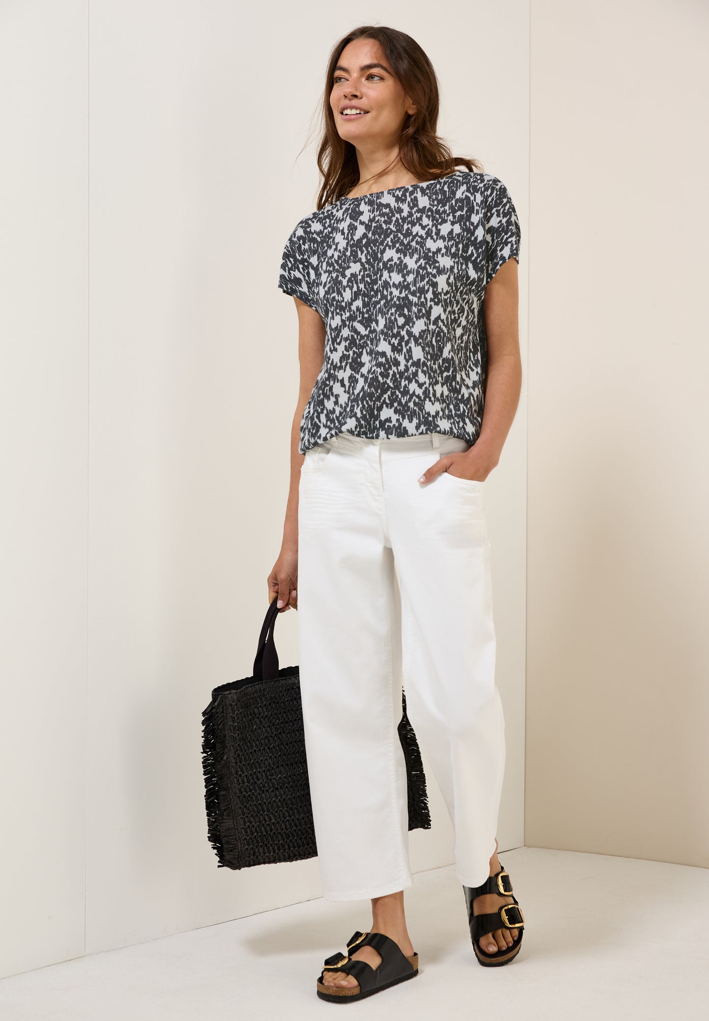 Strick-Look Shirt mit Muster
