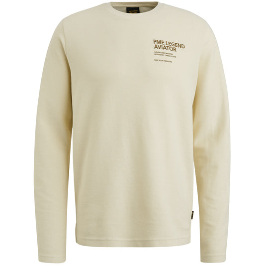 Long sleeve r-neck structured pique gd