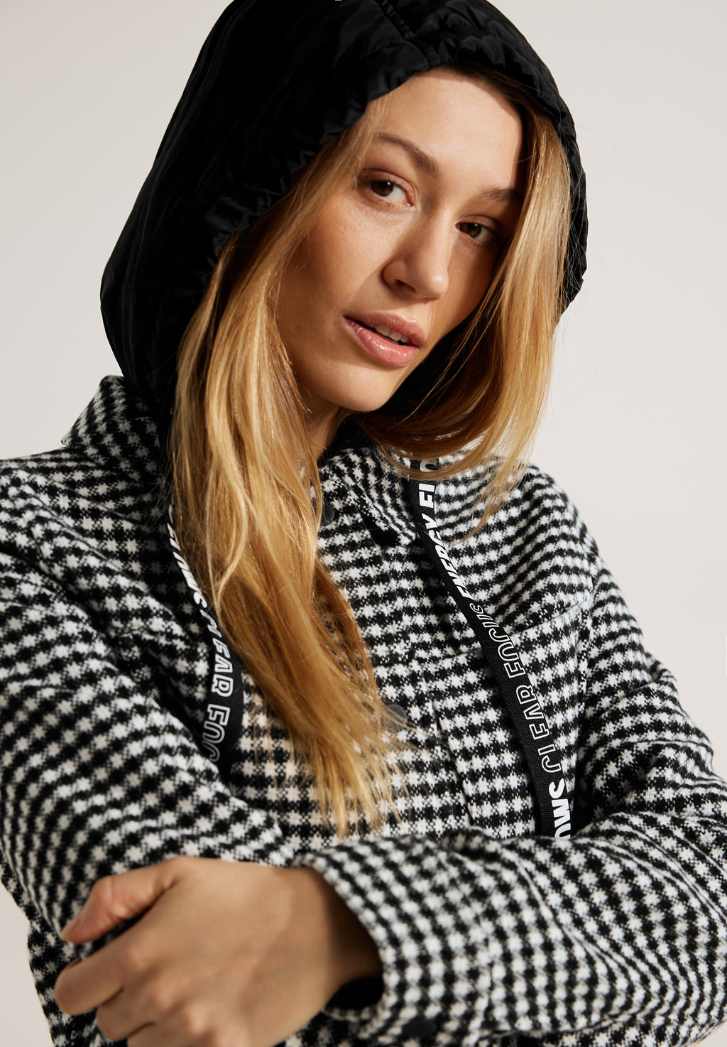 Vichy Overshirt mit Kapuze