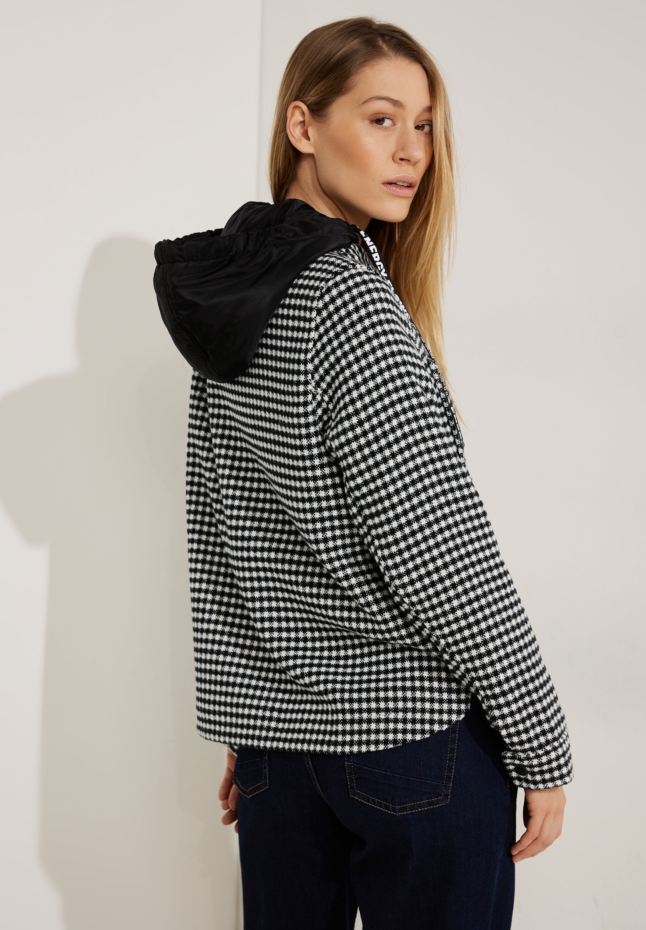 Vichy Overshirt mit Kapuze