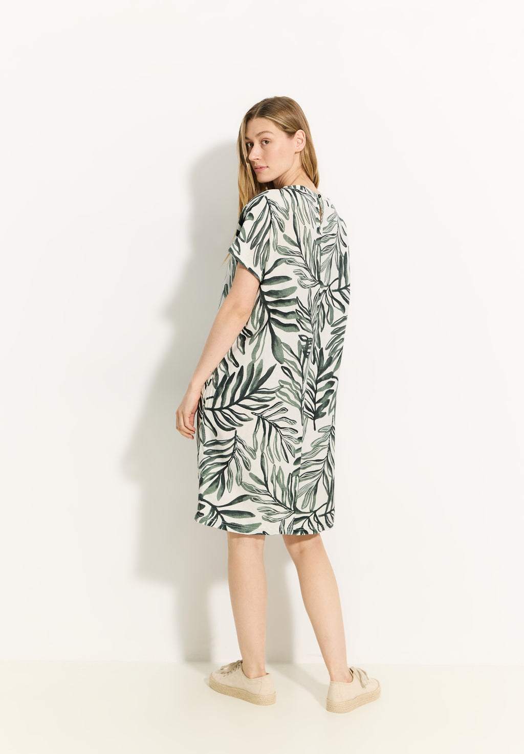 Leinenmix Print Kleid