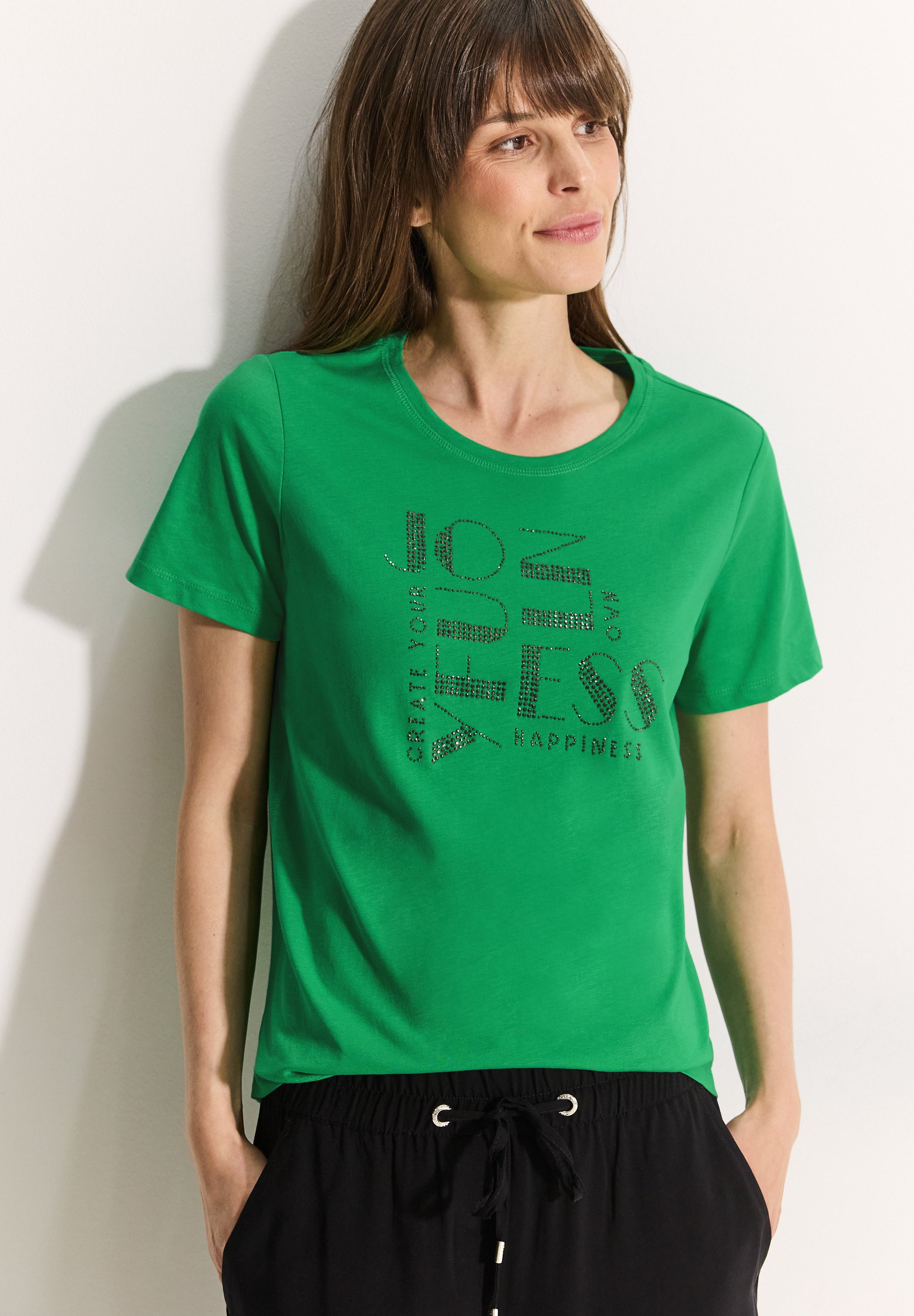 T-Shirt mit Steinchendeko