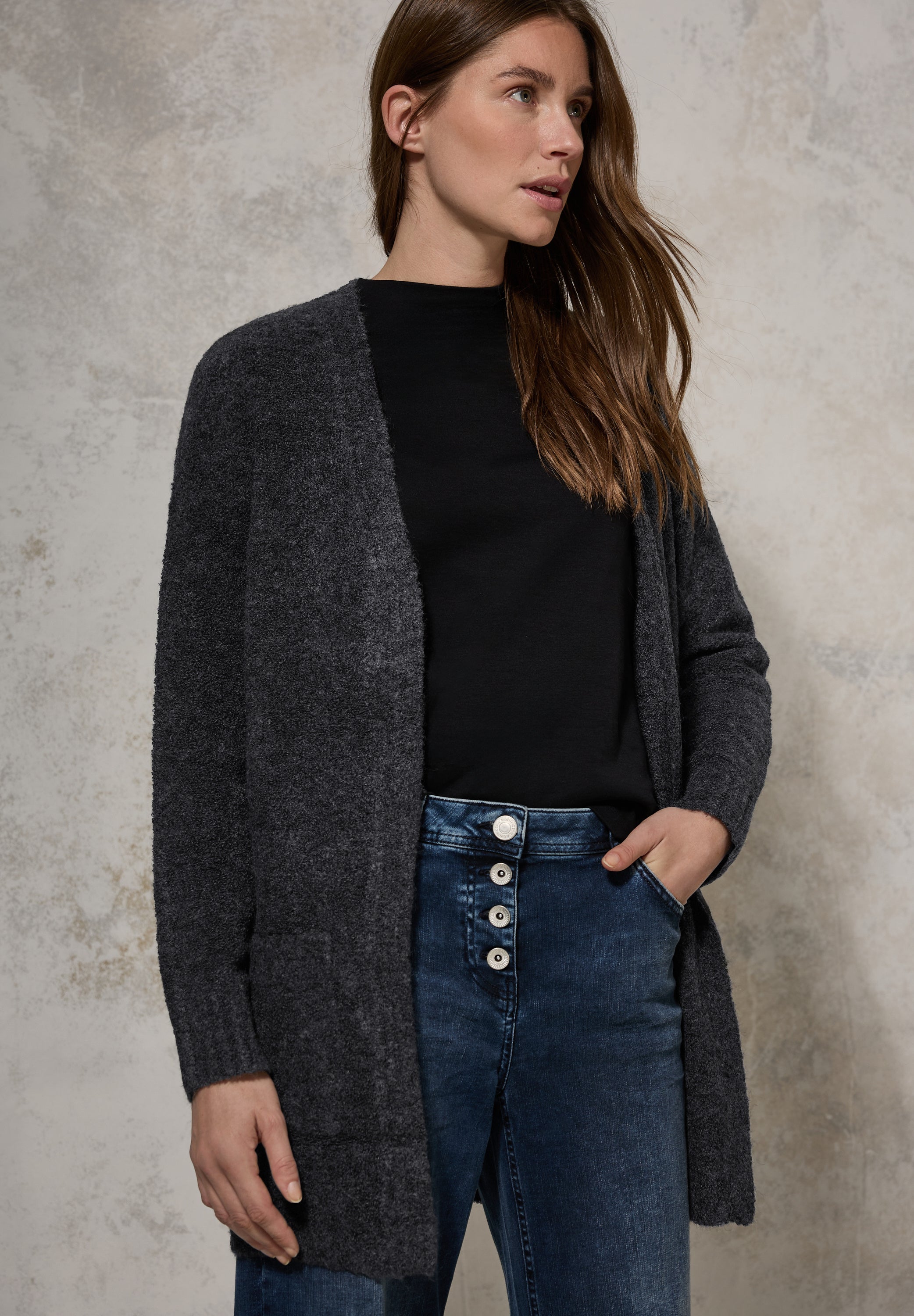 Langer Bouclé Cardigan