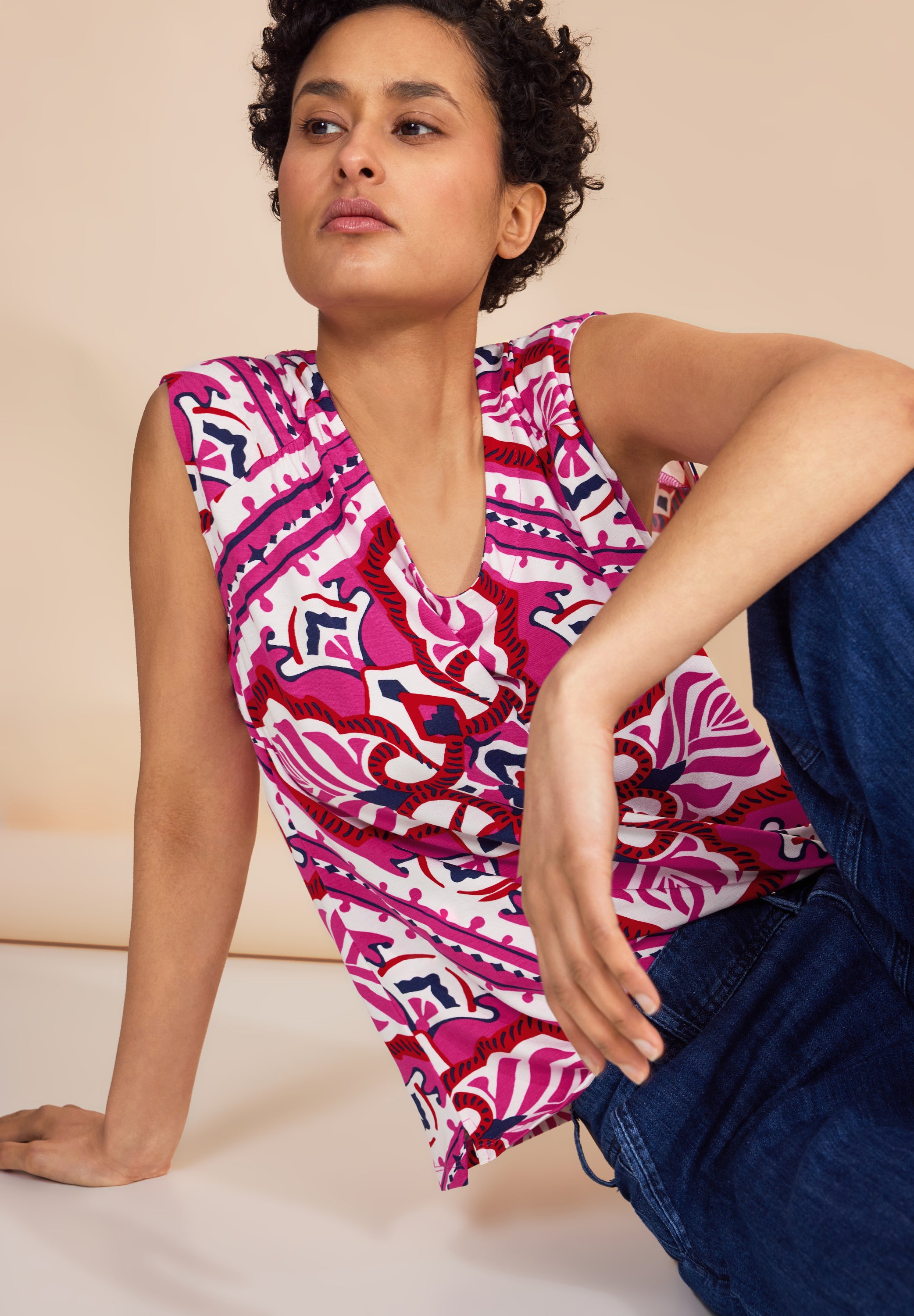 Jersey Top mit Print