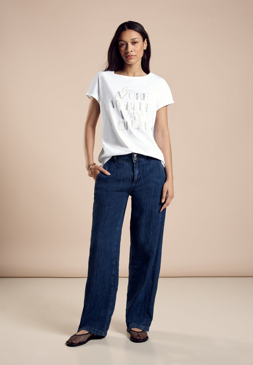 T-Shirt mit Glitzerwording