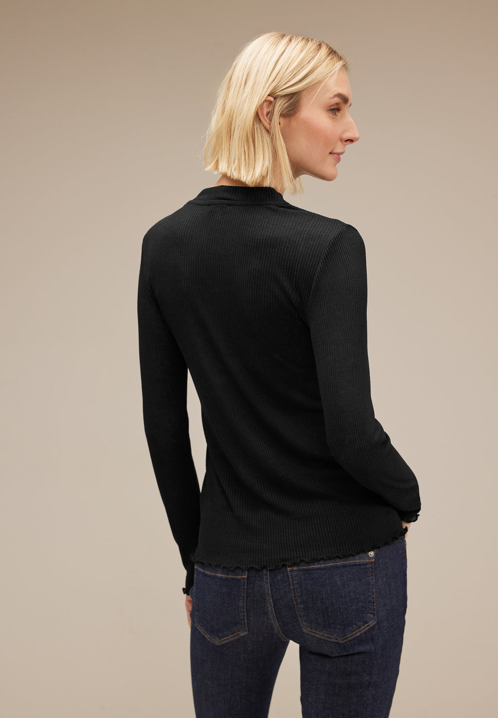 Langarmshirt in Feinripp