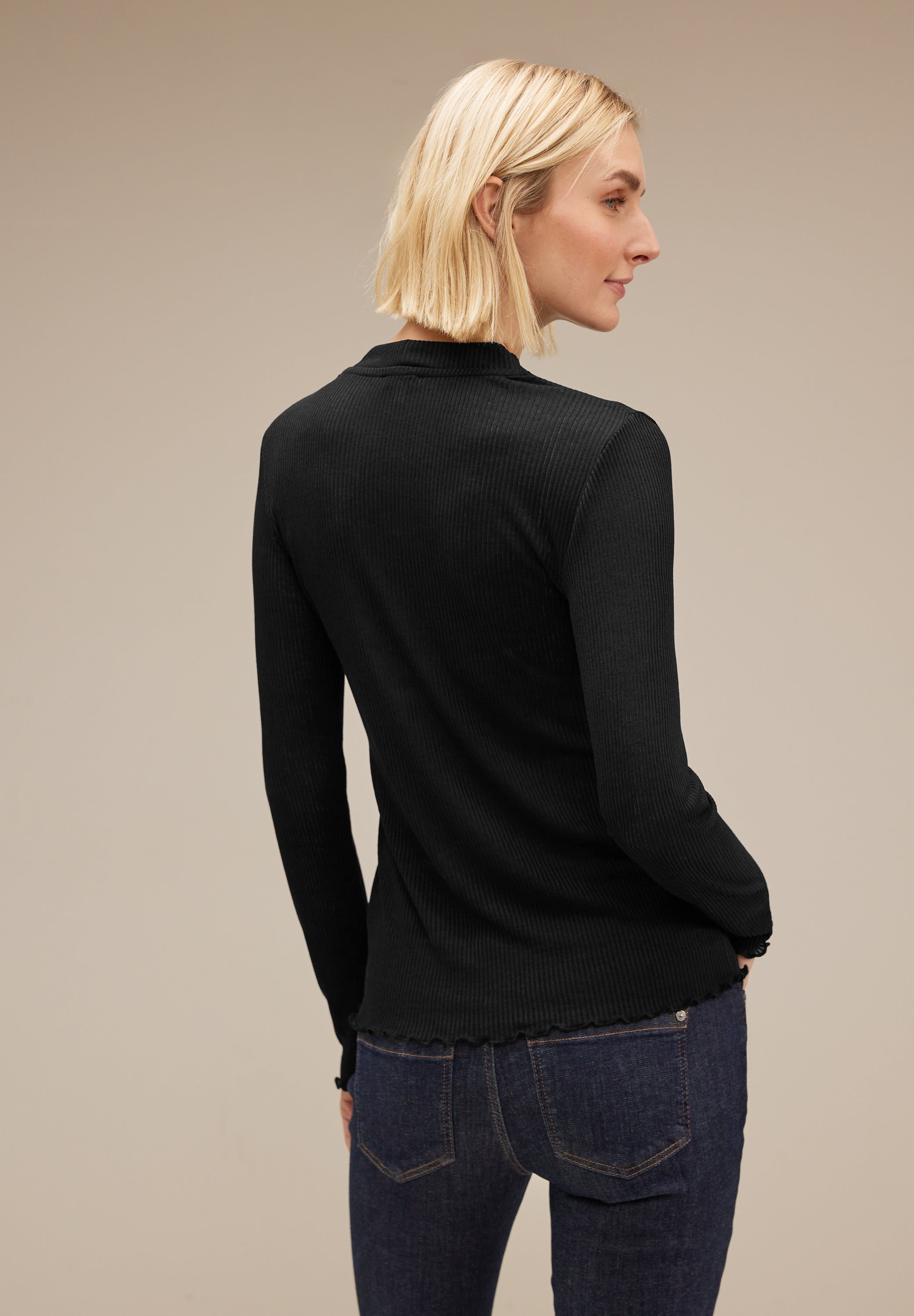 Langarmshirt in Feinripp