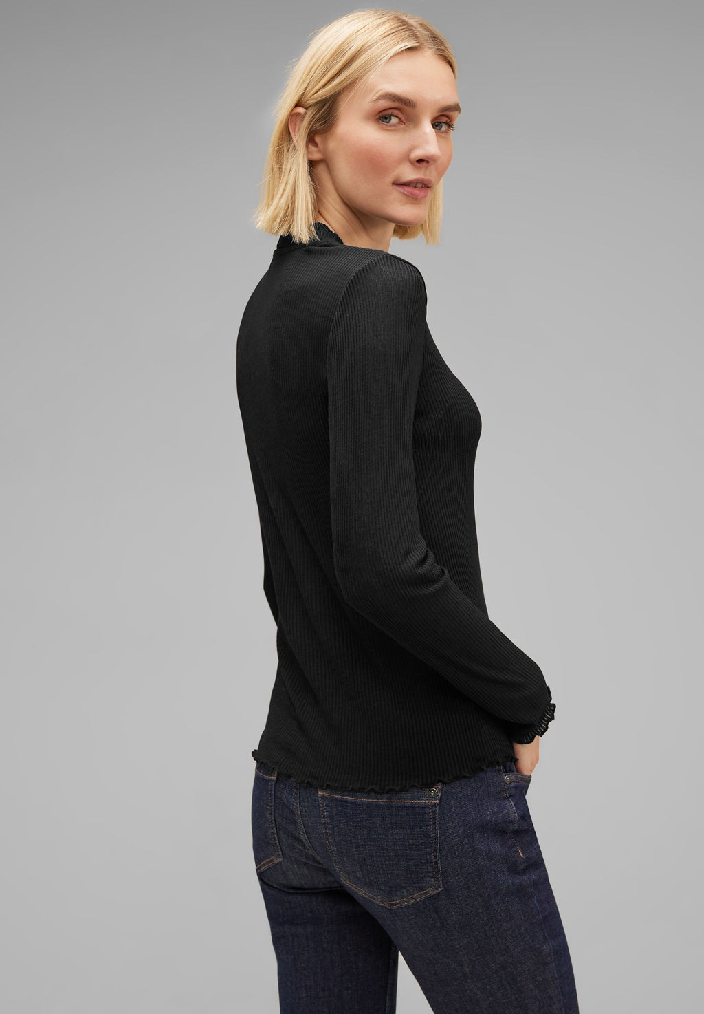 Langarmshirt in Feinripp