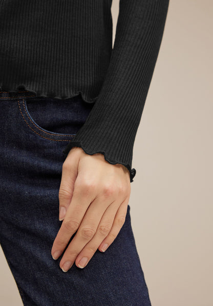 Langarmshirt in Feinripp