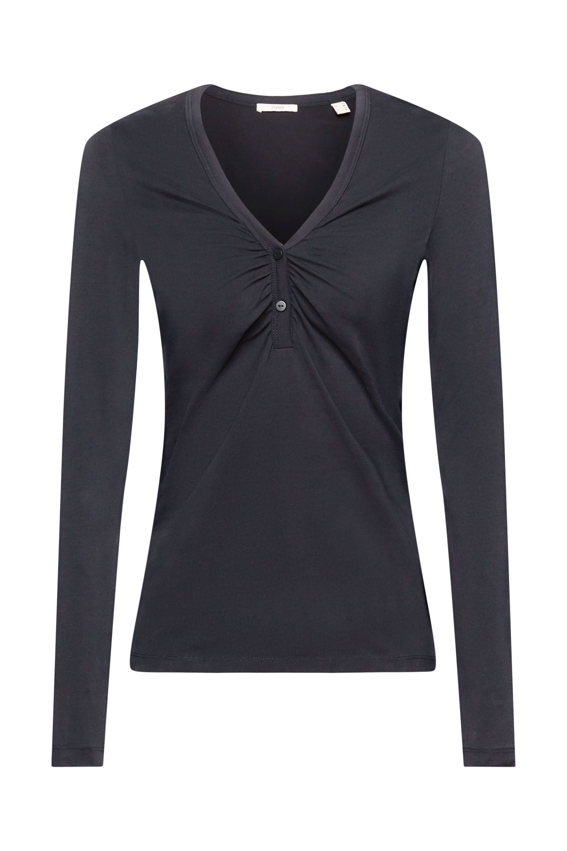 Longsleeve mit V-Ausschnitt und Knöpfen