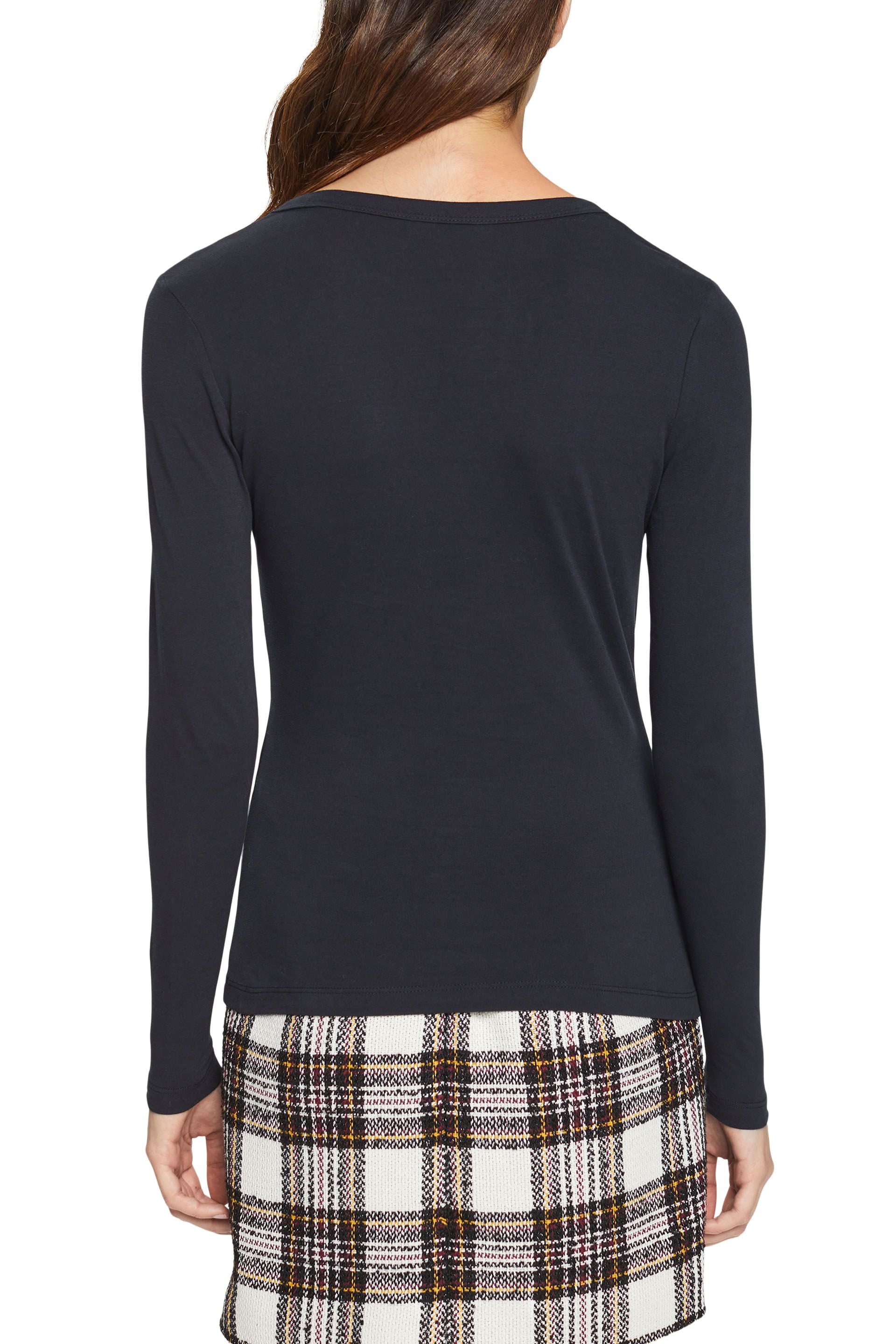 Longsleeve mit V-Ausschnitt und Knöpfen