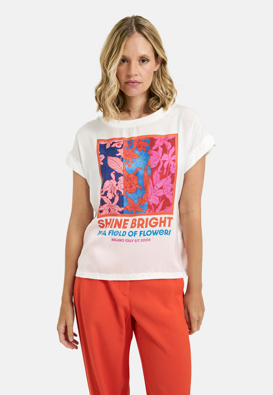 Shirt with roundneck, oversized shoulder and Artwork