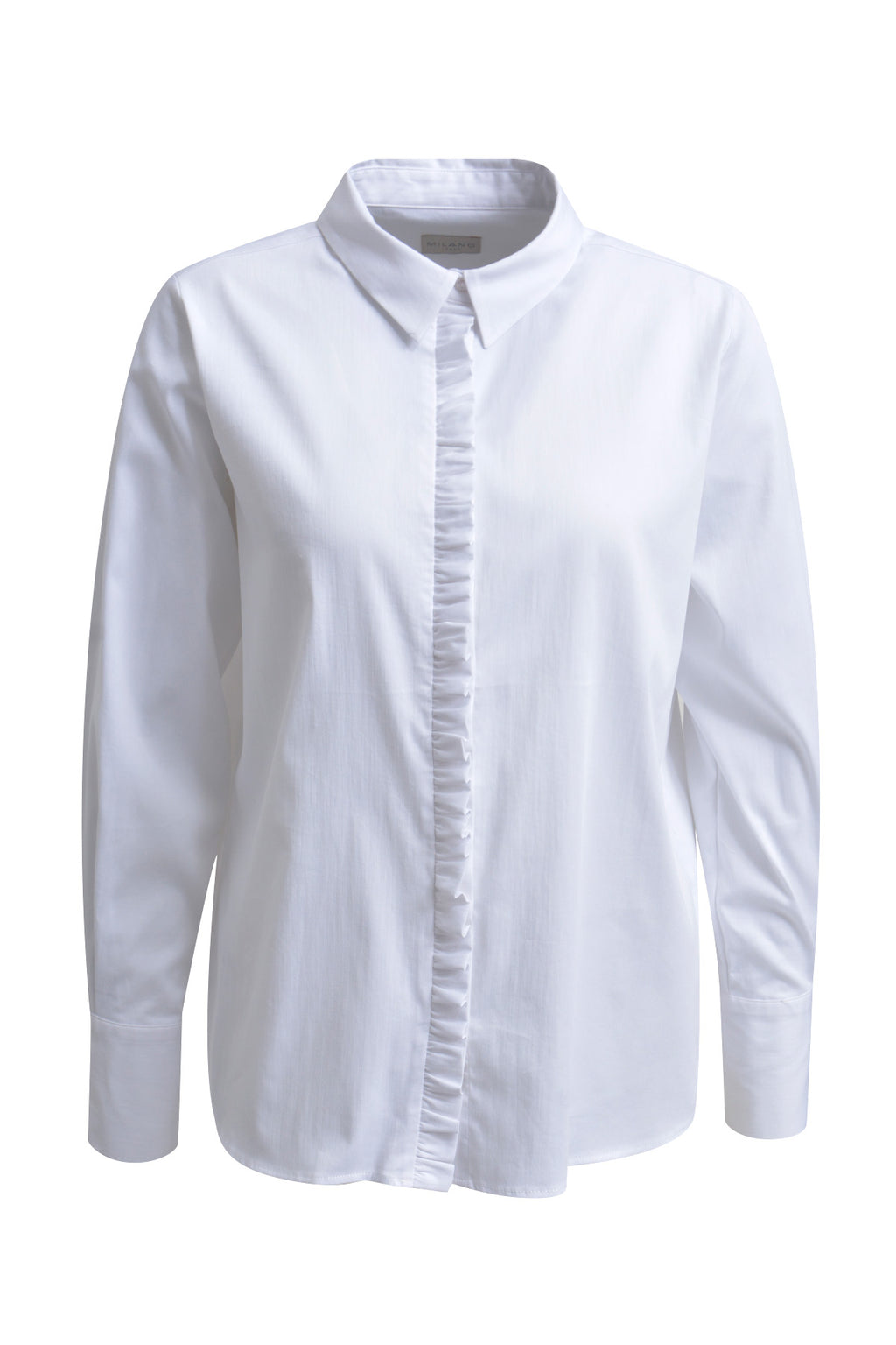 Blouse w collar + placket w ruffles and 1/1 sleeves
