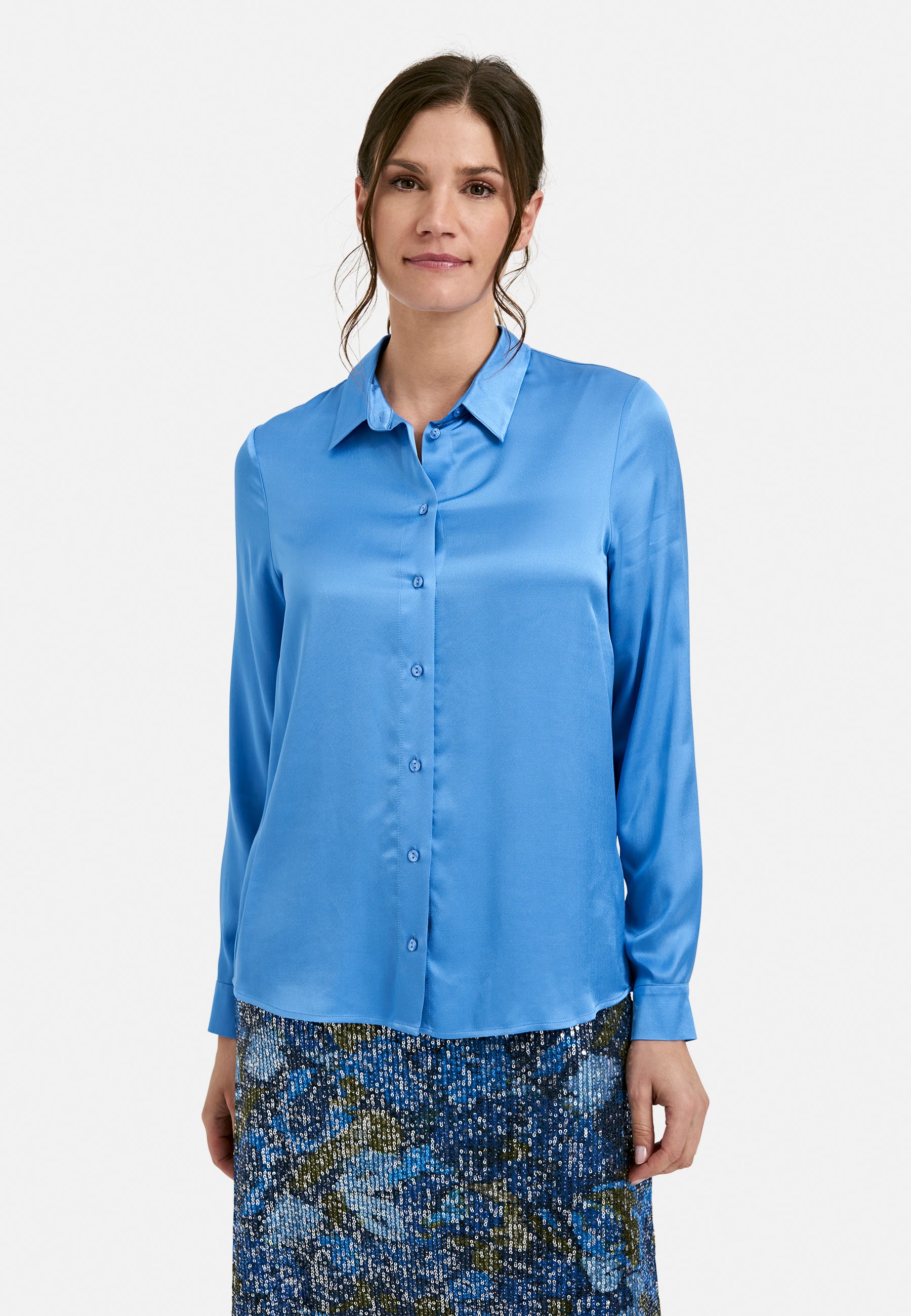 Blouse w collar and placket + 1/1 sleeves