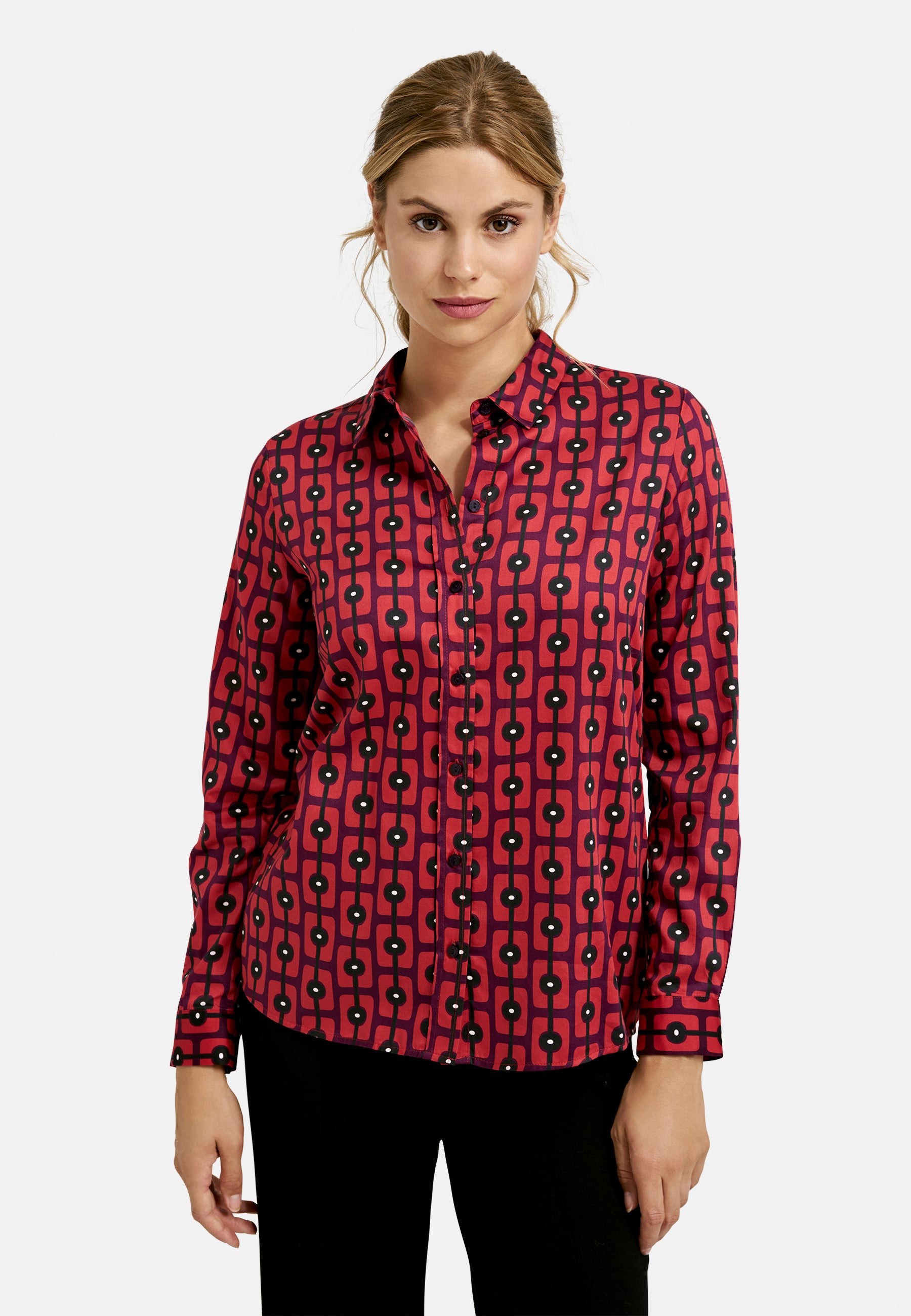Blouse w collar and placket + 1/1 sleeves