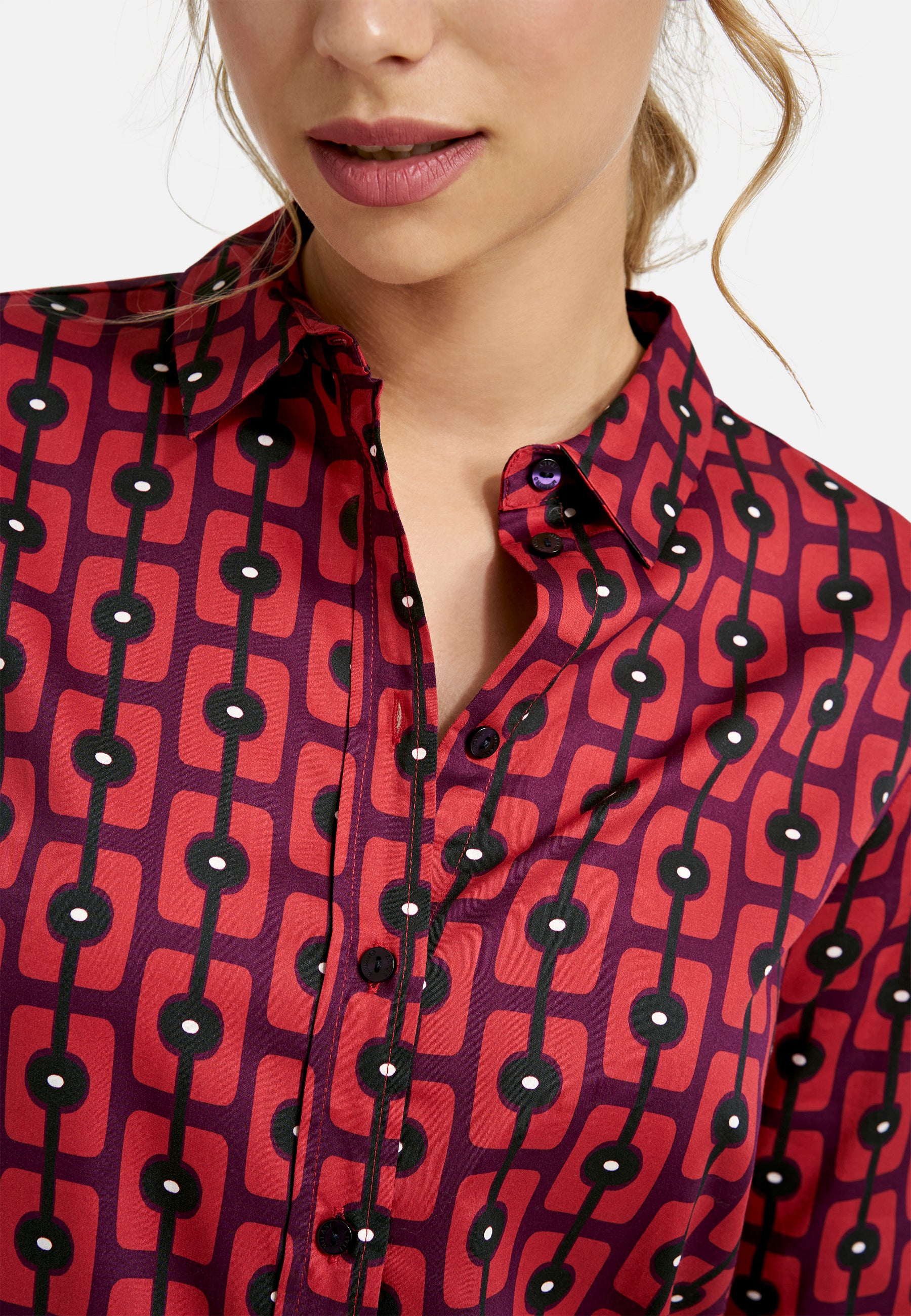 Blouse w collar and placket + 1/1 sleeves