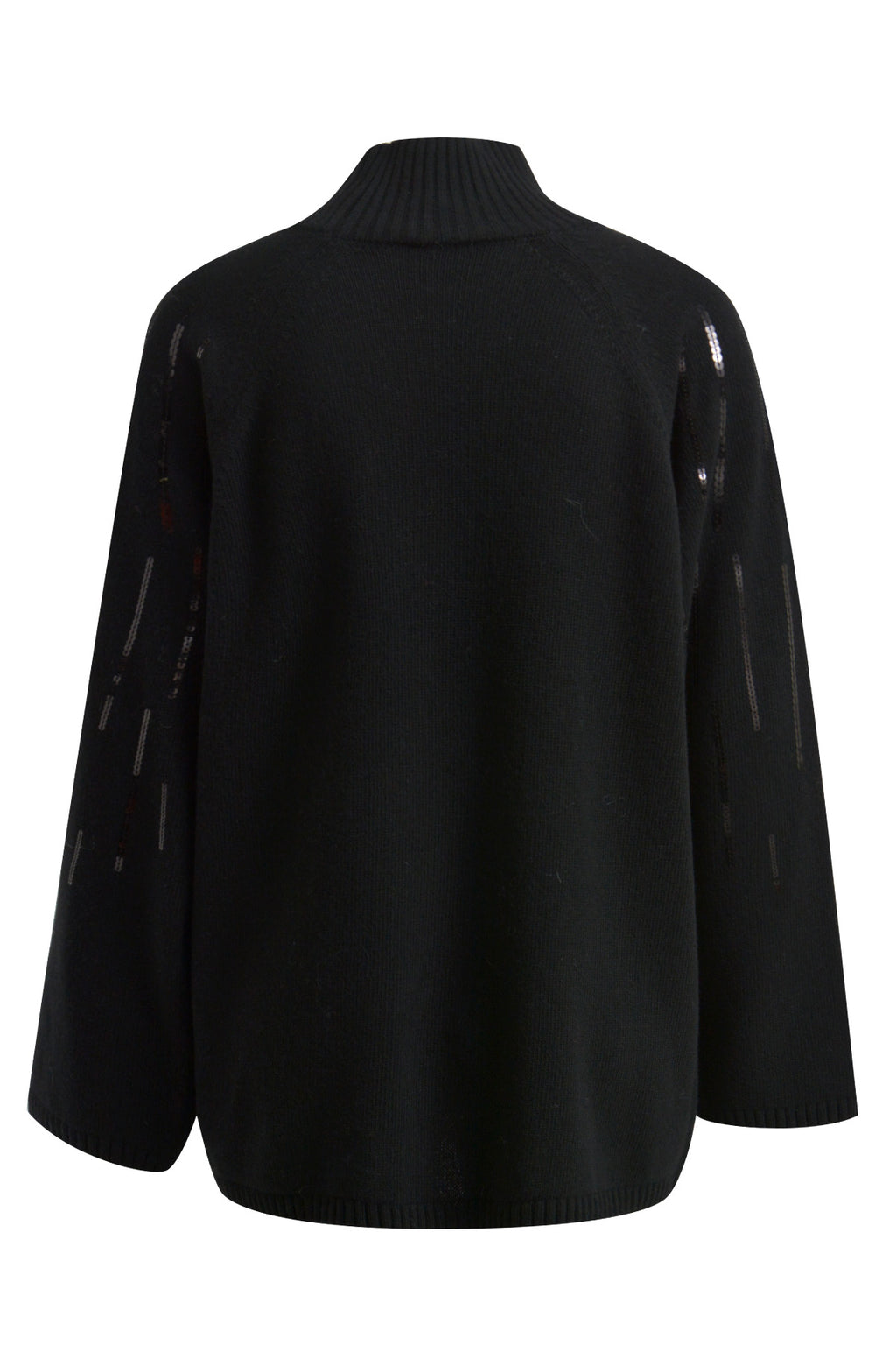 Pullover w turtleneck, oversized shoulder, wide 1/1 sleeves + seq