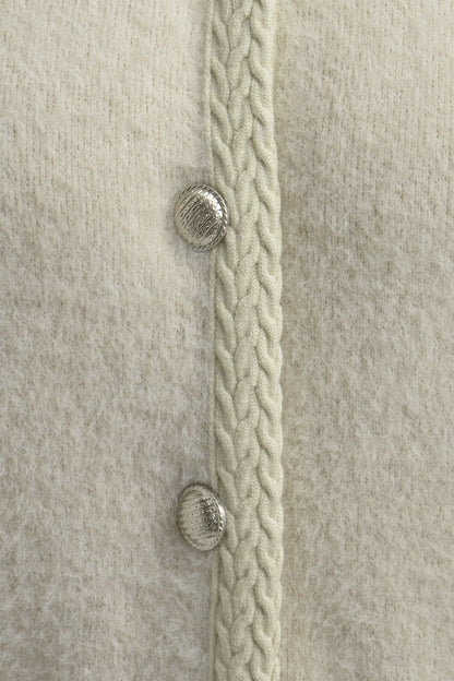 cardigan w roundneck, placket at cf, 1/1 sleeves