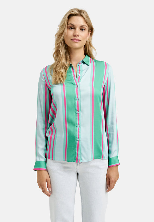 Blouse w collar and placket + 1/1 sleeves