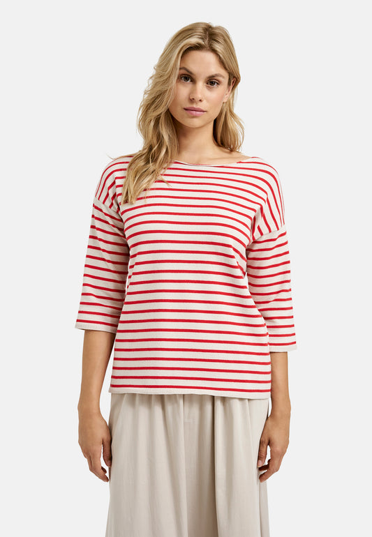 3/4 sleeve pullover with oversized shoulders