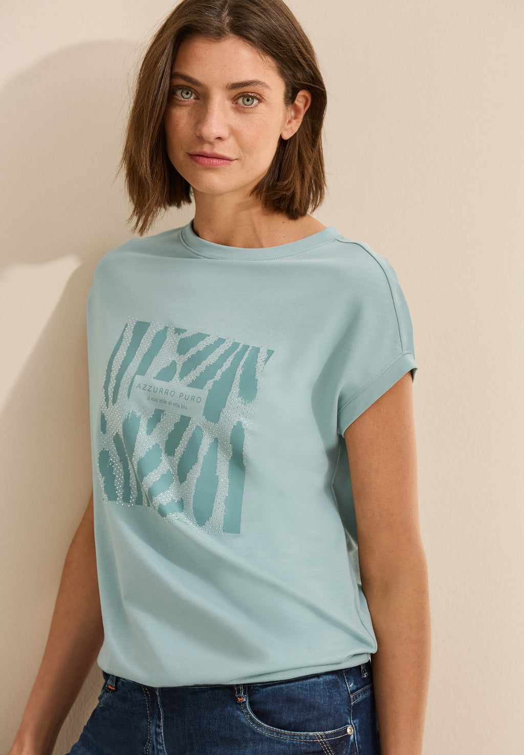 T-Shirt mit Glitzer-Print