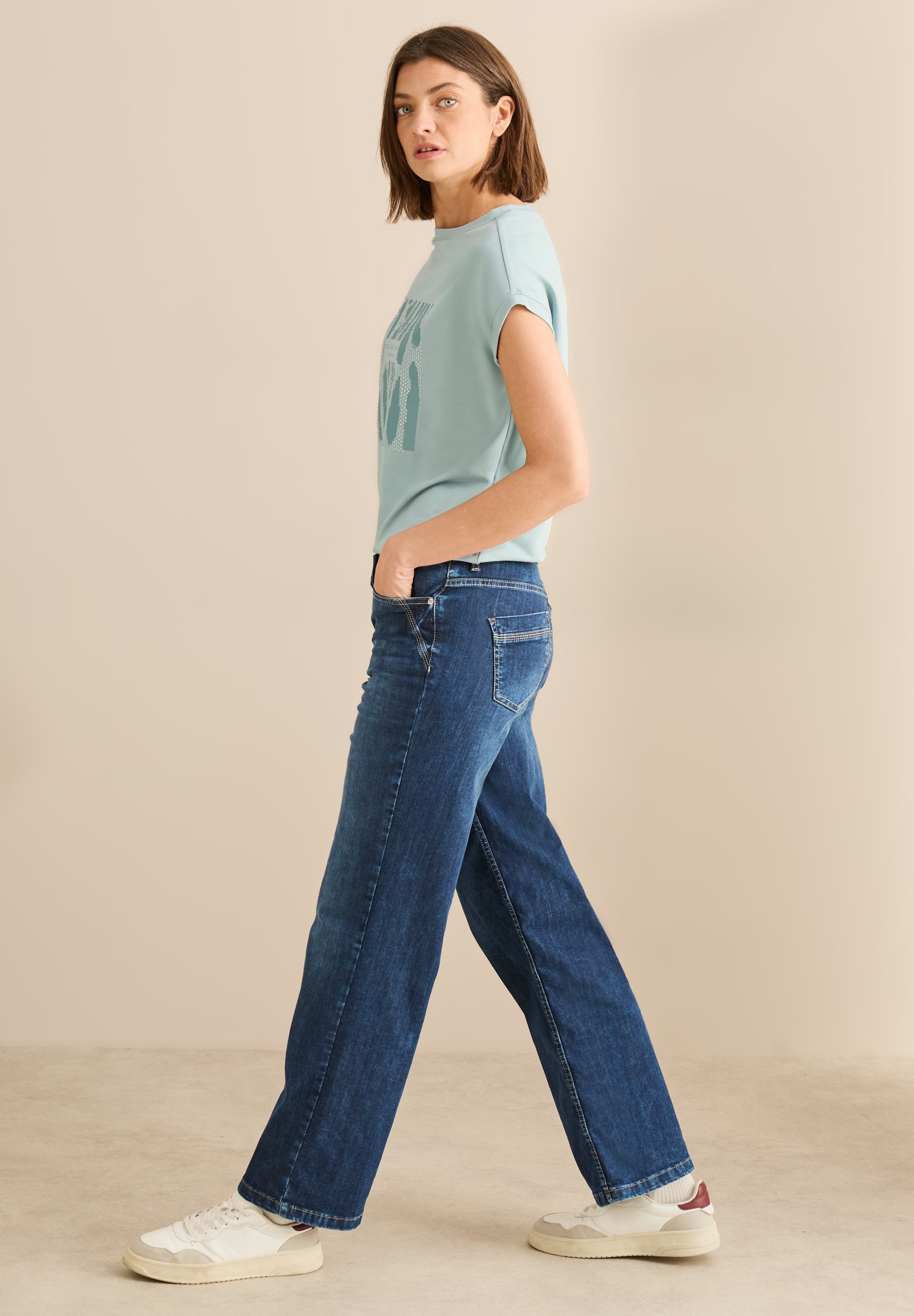 T-Shirt mit Glitzer-Print