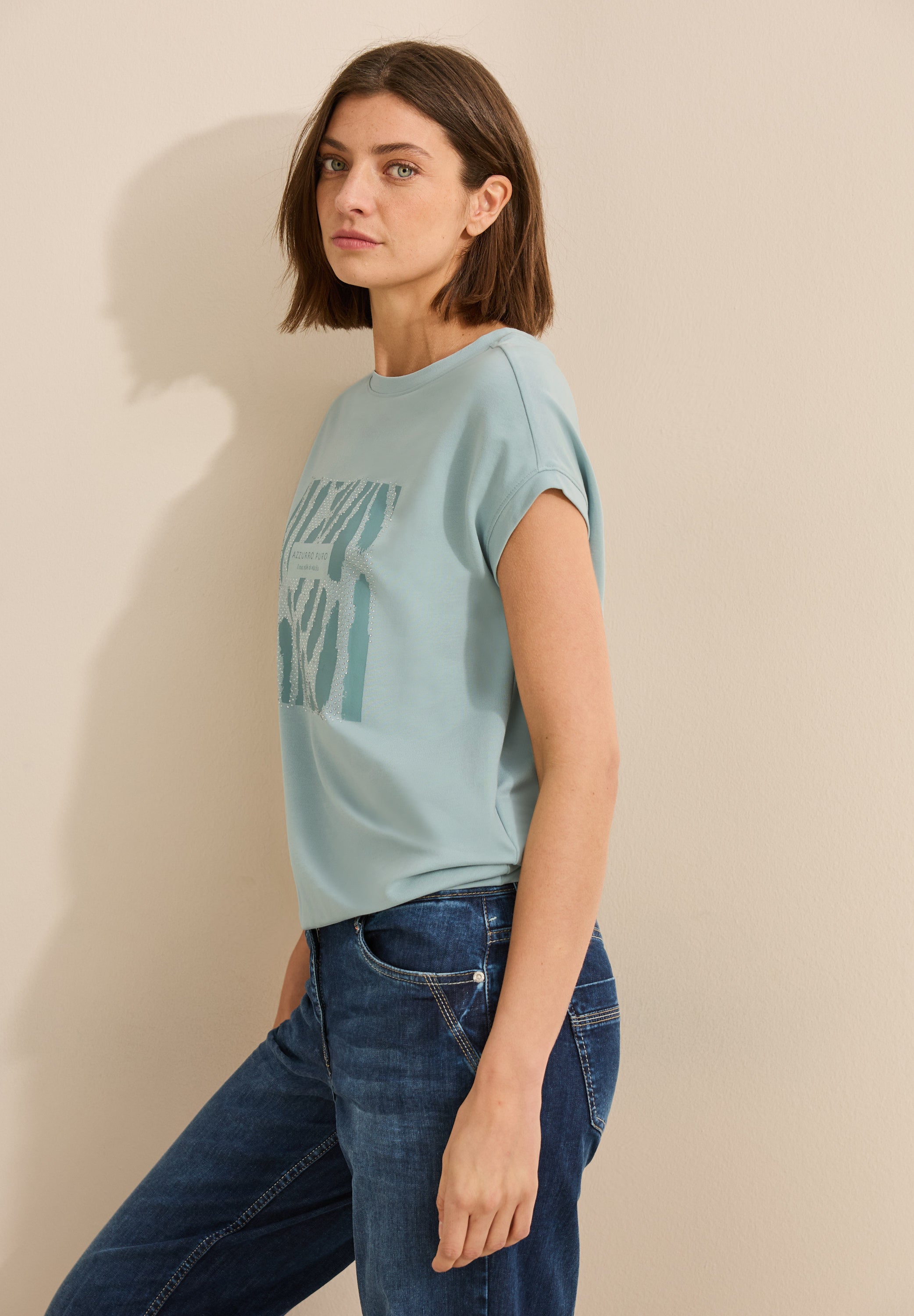 T-Shirt mit Glitzer-Print