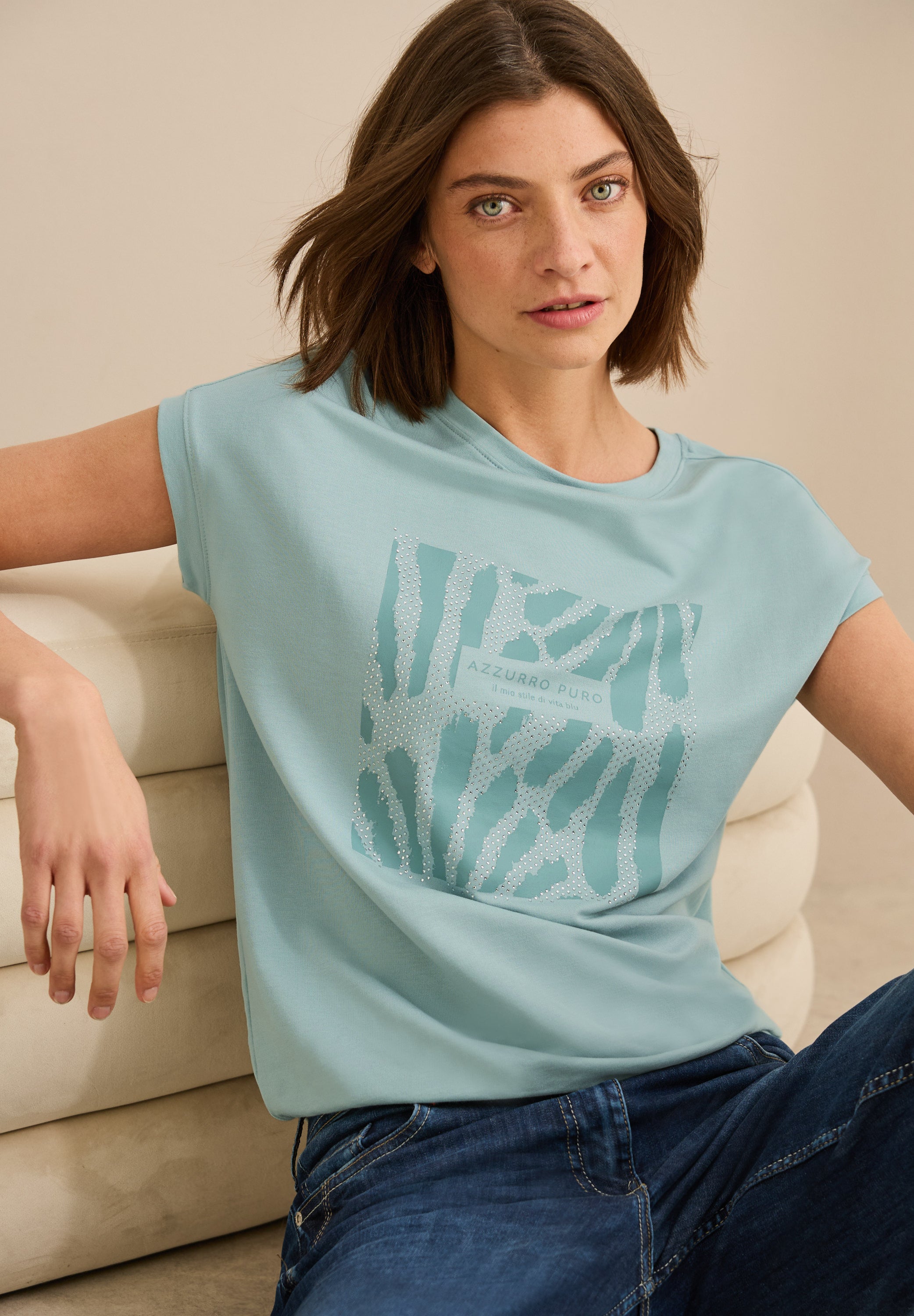 T-Shirt mit Glitzer-Print