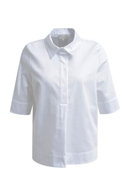 Blouse w collar + half placket, 1/2 sleeve