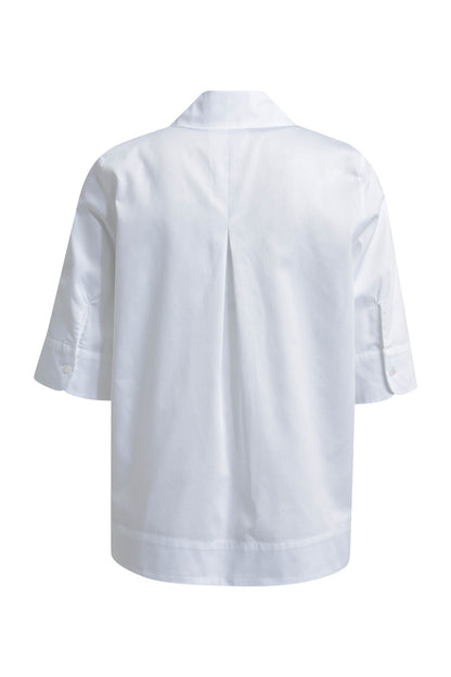 Blouse w collar + half placket, 1/2 sleeve