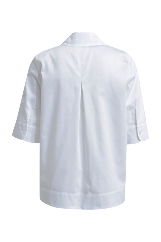 Blouse w collar + half placket, 1/2 sleeve