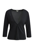 slim Cardigan w v-neck, placket + 3/4 sleeve