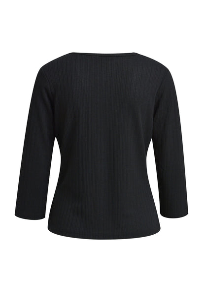 slim Cardigan w v-neck, placket + 3/4 sleeve