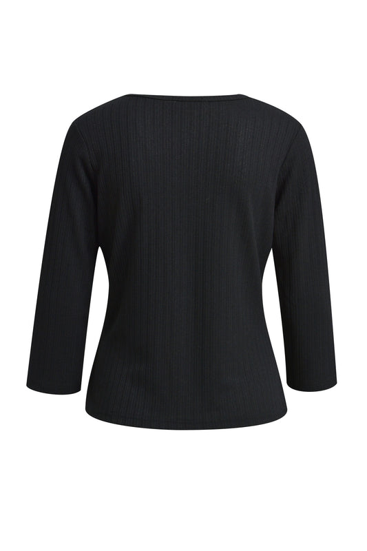 slim Cardigan w v-neck, placket + 3/4 sleeve