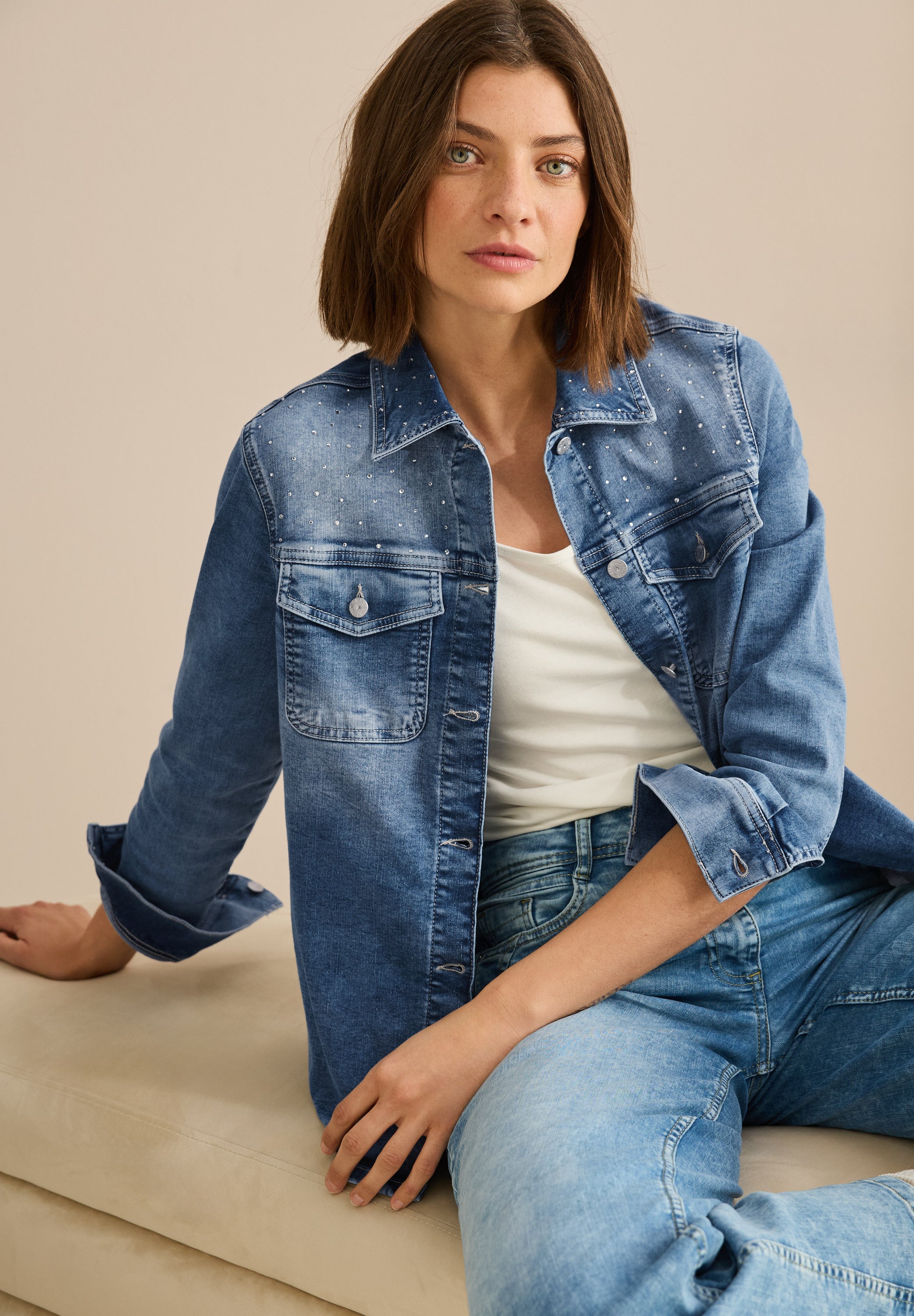 Glitzerndes Jeans Overshirt