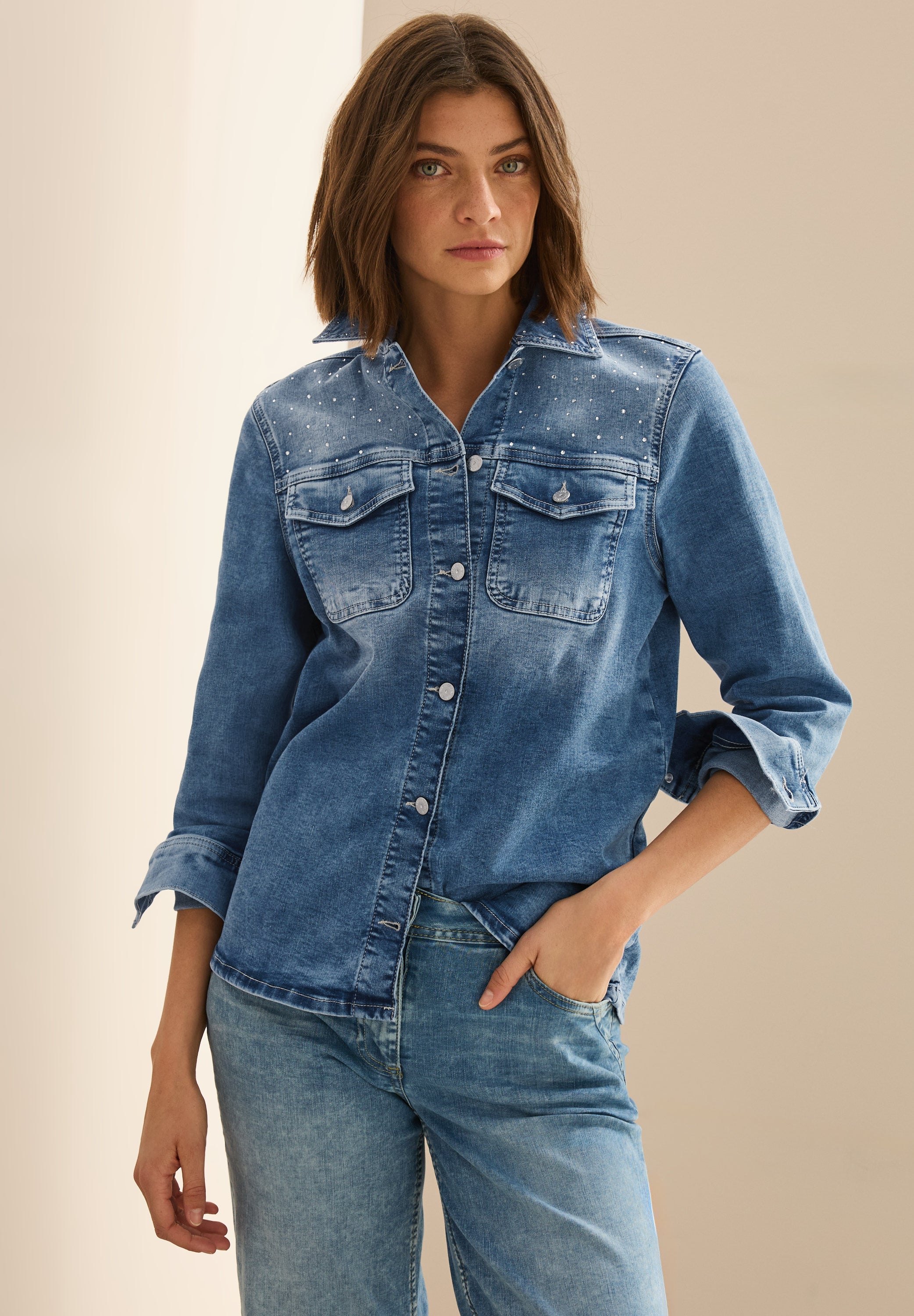 Glitzerndes Jeans Overshirt