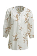 Blouse w neckpanel, slit at cf w buttons + loops + 3/4 sleeve