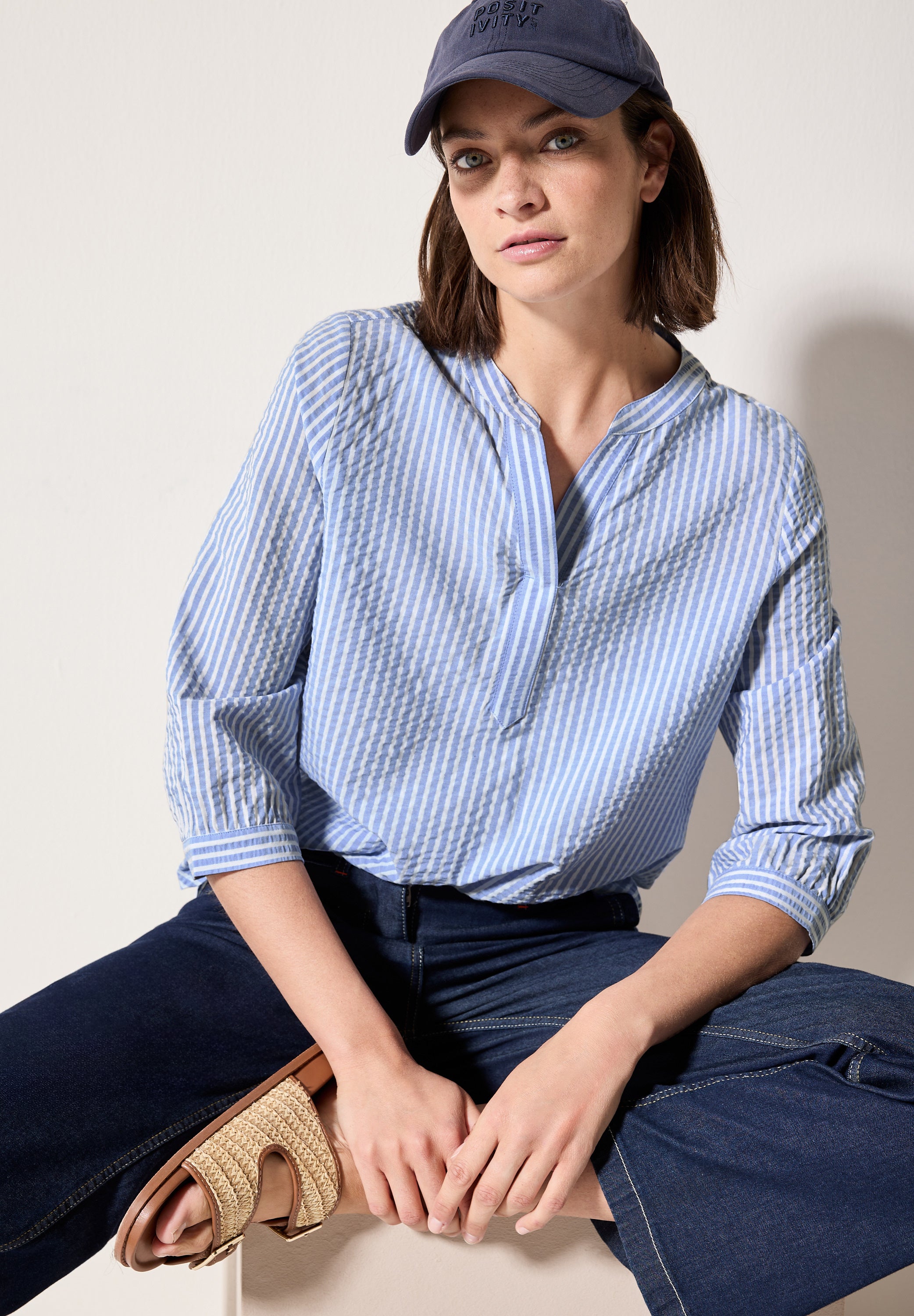 Gestreifte Seersucker Bluse