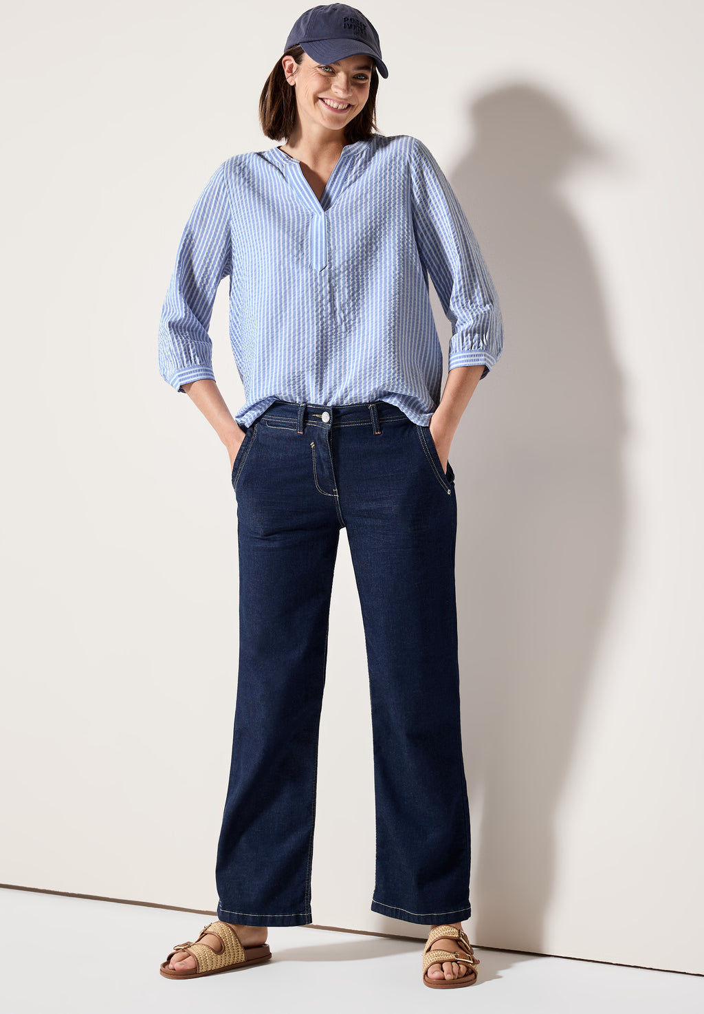 Gestreifte Seersucker Bluse