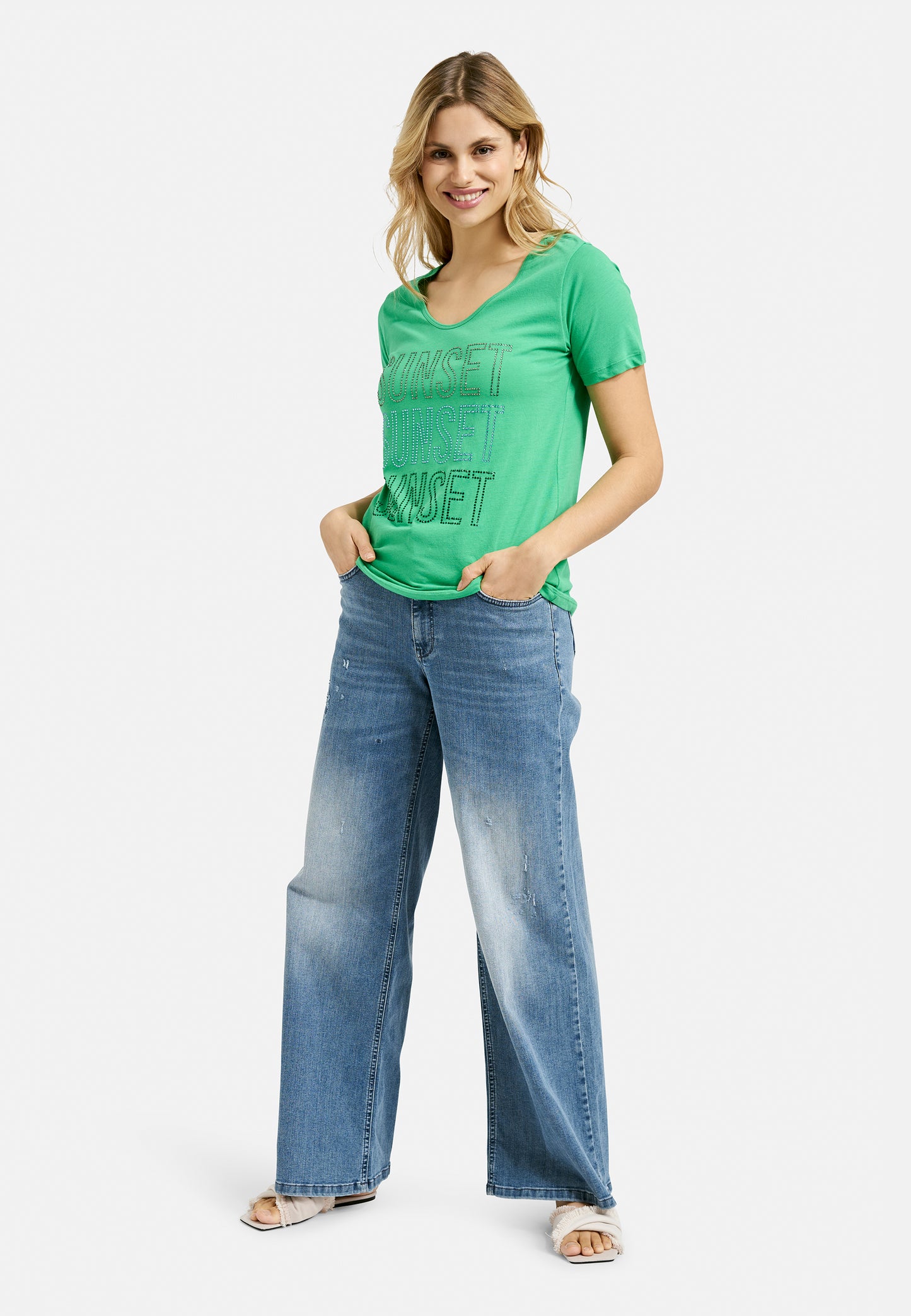 T-Shirt w roundneck, 1/4 sleeves