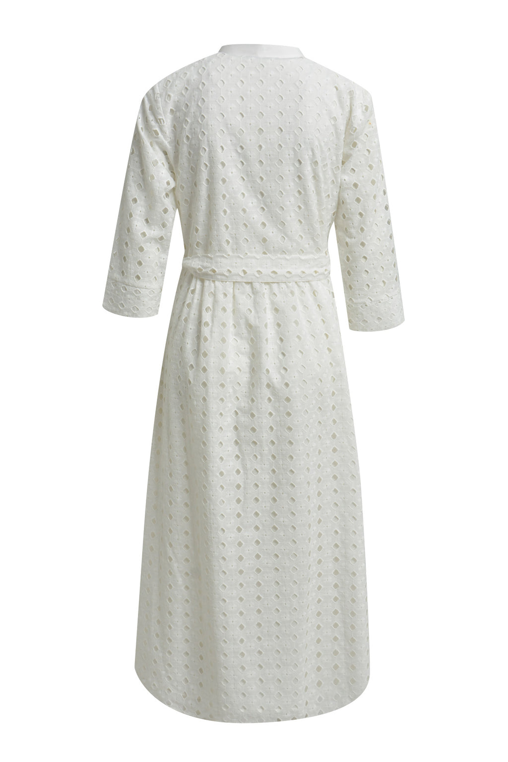 Dress with collar + placket, 3/4 sleeve + belt