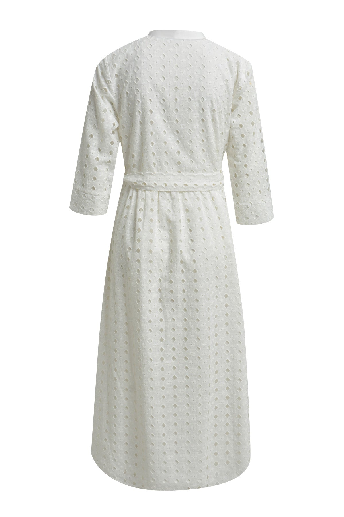 Dress with collar + placket, 3/4 sleeve + belt